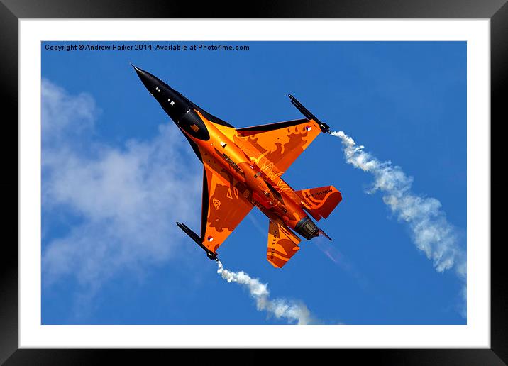 General Dynamics F-16AM Fighting Falcon Framed Mounted Print by Andrew Harker