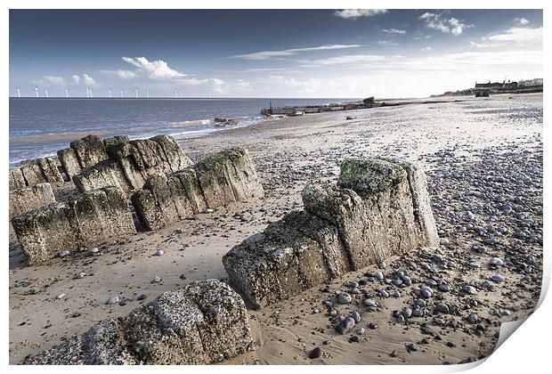 Rocks on Caister Beach Print by Stephen Mole