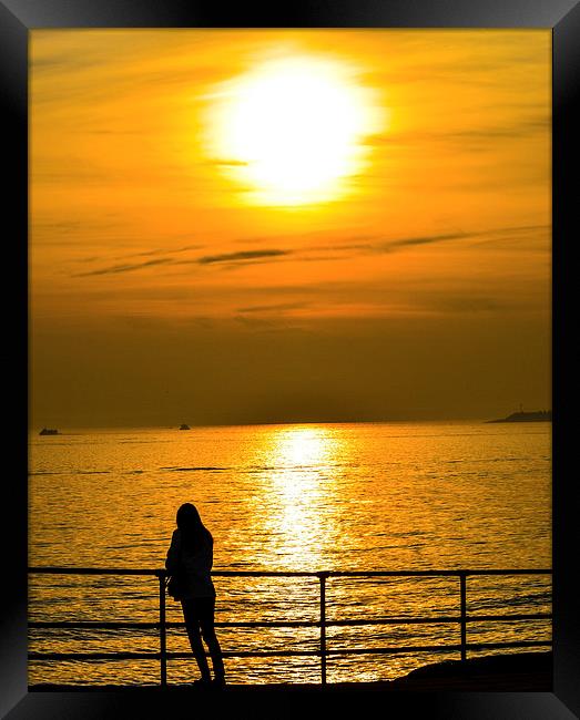 sunset over lee on solent Framed Print by nick wastie