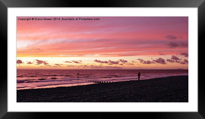 Borth Sunset Framed Mounted Print by Diana Mower