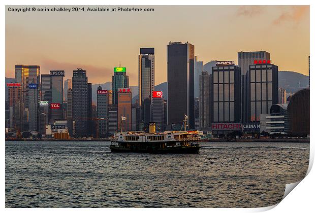 Star Ferry in Hong Kong Harbour Print by colin chalkley