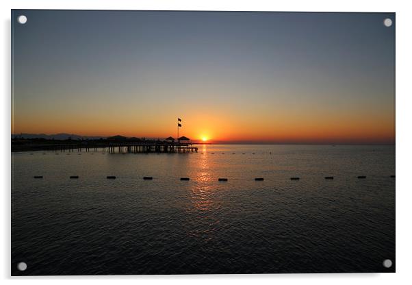 Sunrise at Lara Beach Turkey Acrylic by John Atkins