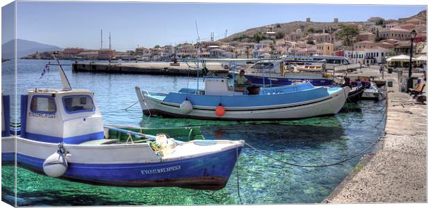 Fishing Boats in the Harbour Canvas Print by Tom Gomez