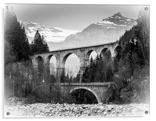 Bridges in the Alps Acrylic by Jan Venter