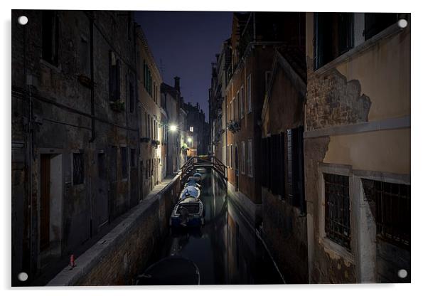 Venetian night view Acrylic by Steve Hughes