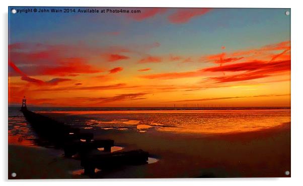 Crosby Pier at Sunset. Acrylic by John Wain