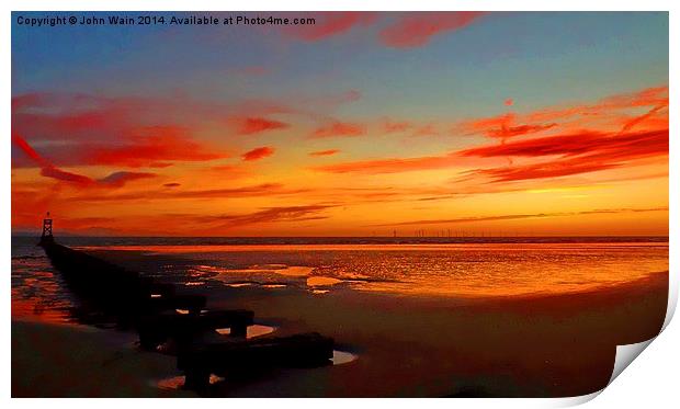 Crosby Pier at Sunset. Print by John Wain