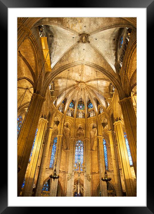 La Catedral Cathedral Barcelona Framed Mounted Print by Matthias Hauser