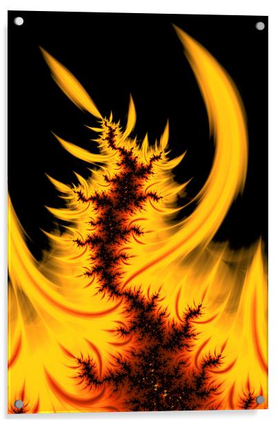 Hot orange fractal flames Acrylic by Matthias Hauser