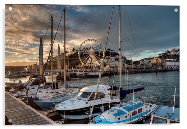 Torquay Harbour and Big Wheel Acrylic by Rosie Spooner