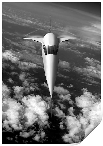 Concorde going for it, black and white version Print by Gary Eason