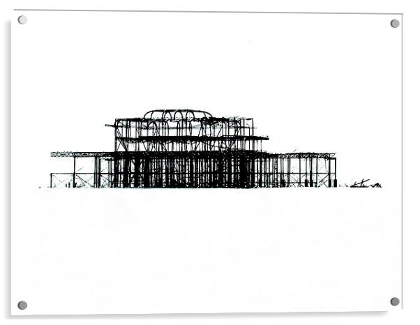 Brighton West Pier Acrylic by Keith Campbell