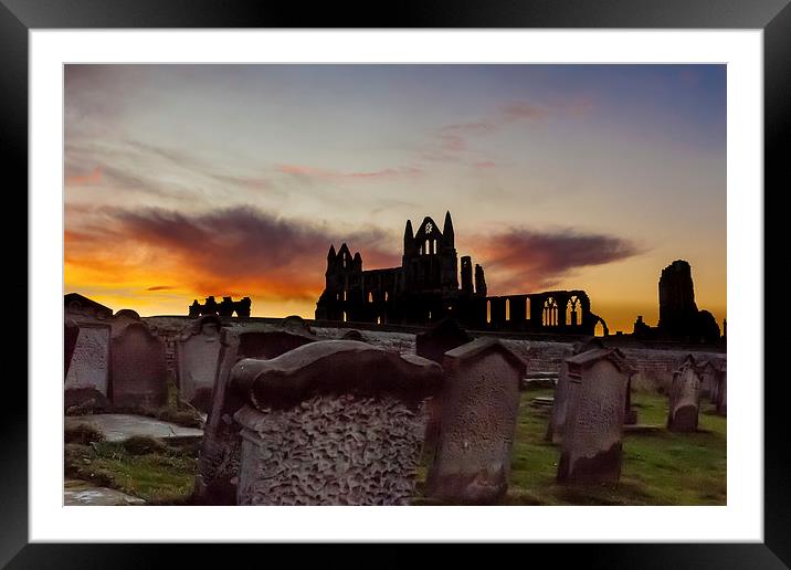 Whitby Abbey at sunrise Framed Mounted Print by Gary Finnigan