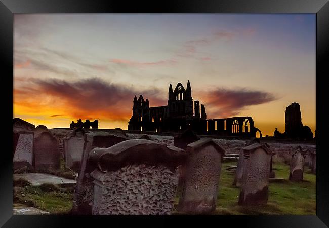 Whitby Abbey at sunrise Framed Print by Gary Finnigan
