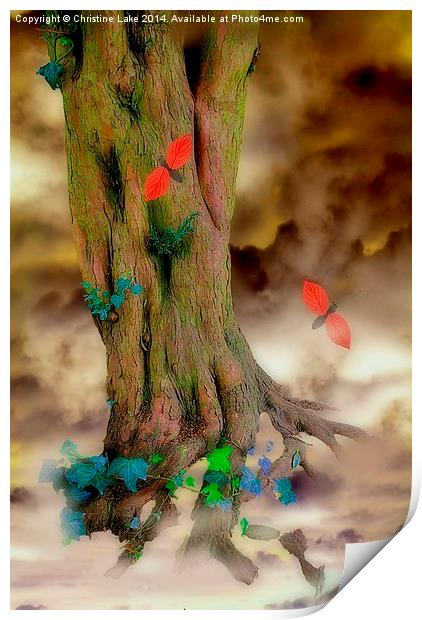 Magic Trees and Butterfly Leaves Print by Christine Lake