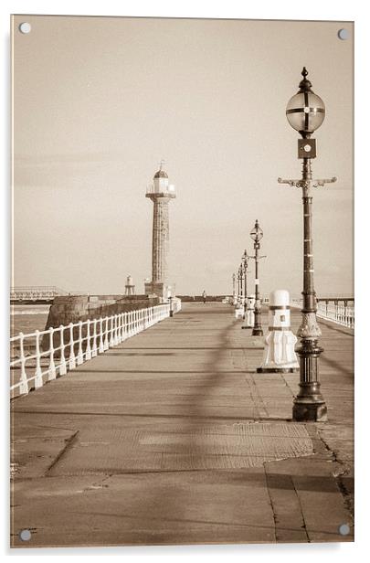 Whitby pier Acrylic by Gary Finnigan