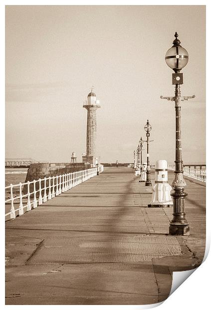 Whitby pier Print by Gary Finnigan
