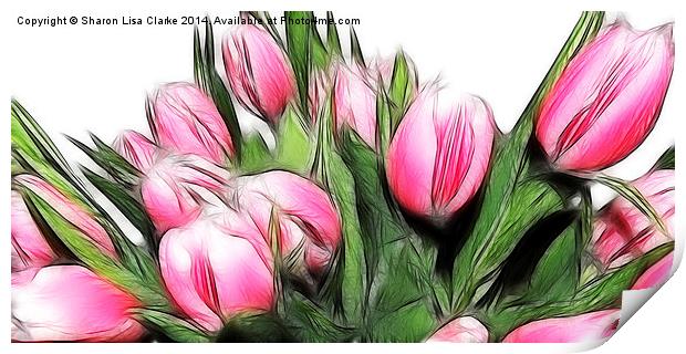 Fractalius tulips 4 Print by Sharon Lisa Clarke