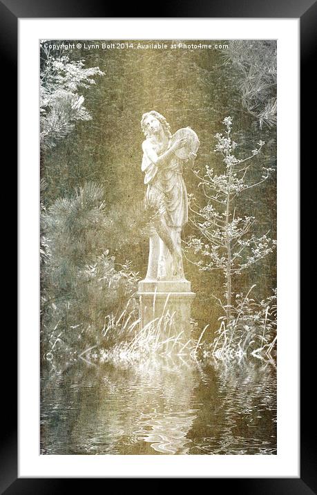Statue by the Pond Framed Mounted Print by Lynn Bolt
