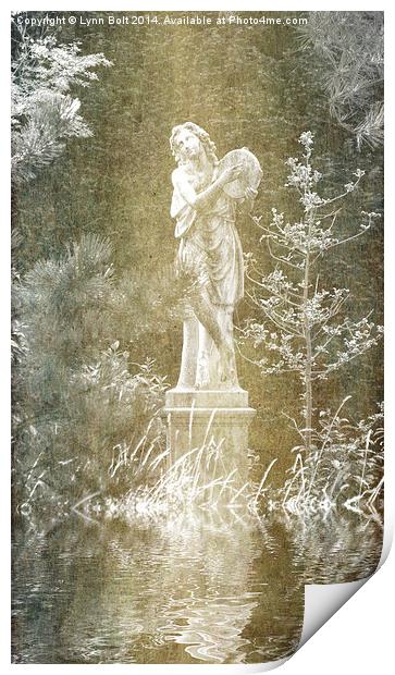 Statue by the Pond Print by Lynn Bolt