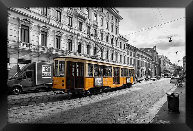 Tram in Milan Framed Print by Steve Hughes