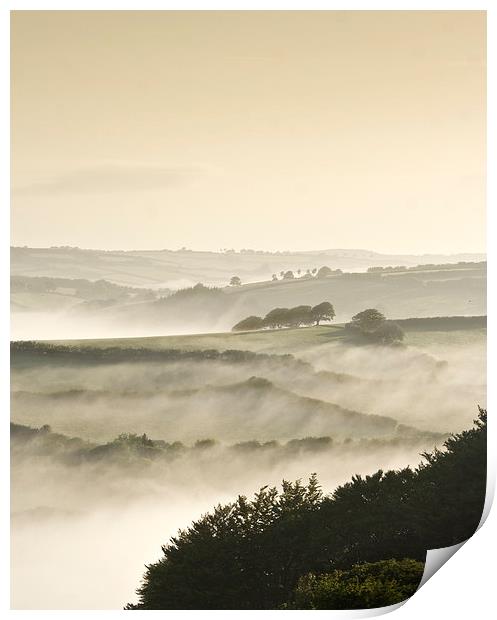 Morning Mist from Winsford Hill Print by Nick Pound