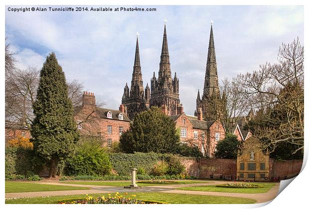 lichfield cathedral Print by Alan Tunnicliffe