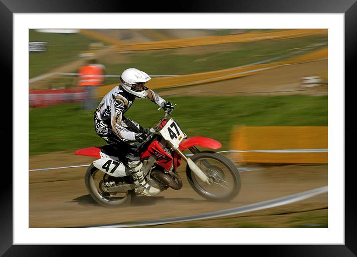 Speed - Motocross rider in action Framed Mounted Print by Matthias Hauser