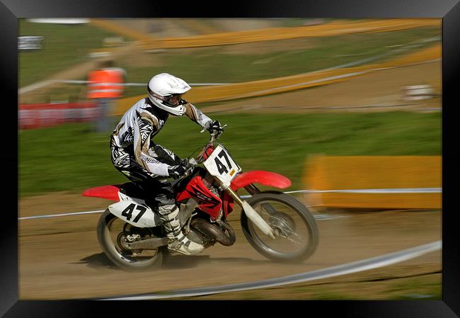 Speed - Motocross rider in action Framed Print by Matthias Hauser