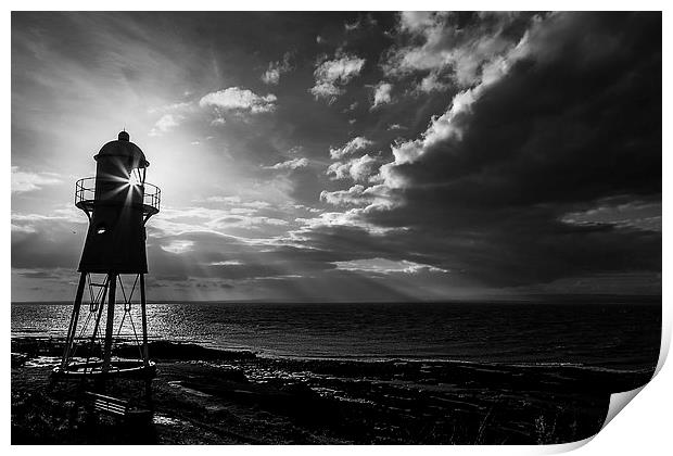 Black Nore lighthouse B&W Print by Simon West