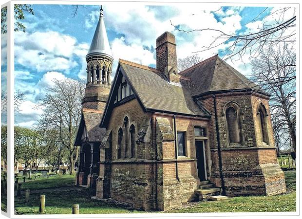 Lowestoft Cemetery Chapel Canvas Print by chrissy woodhouse
