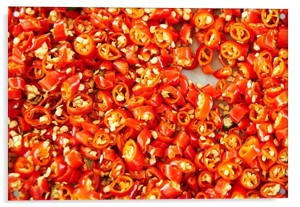 Chopped hot chili peppers Acrylic by richard pereira