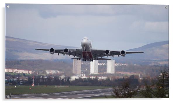 Airbus A380 Leaving Acrylic by Geo Harris
