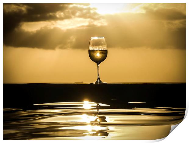 cold glass of white wine Print by Gail Johnson