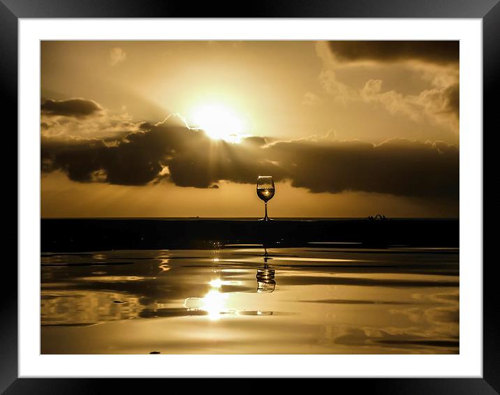 cold glass of white wine Framed Mounted Print by Gail Johnson