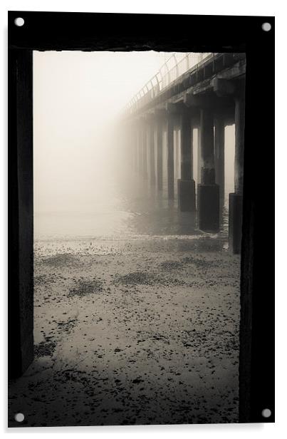 Foggy Felixstowe Pier Acrylic by Paul Walker