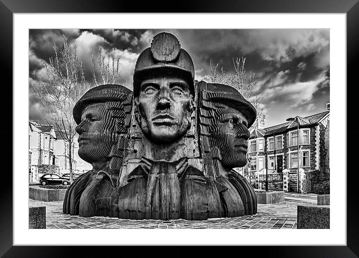 Bargoed Miners 2 Mono Framed Mounted Print by Steve Purnell