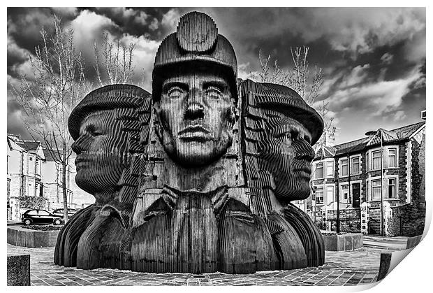 Bargoed Miners 2 Mono Print by Steve Purnell