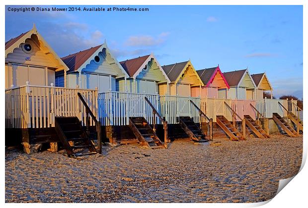 Mersea Beach Huts Print by Diana Mower