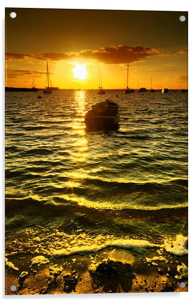 West Mersea Sunset Acrylic by Nigel Bangert
