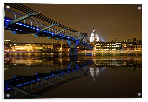 St Pauls and the Millennium Bridge Acrylic by Ian Hufton