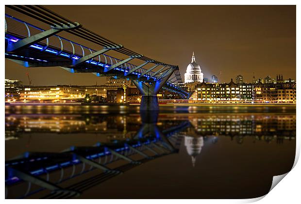 St Pauls and the Millennium Bridge Print by Ian Hufton