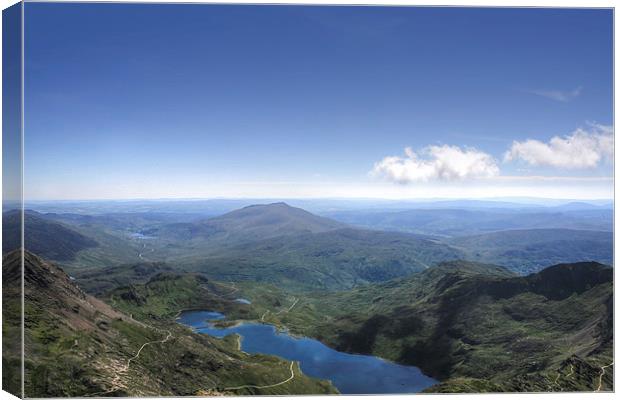 View from the top of Snowdon Canvas Print by Diane Griffiths