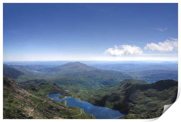 View from the top of Snowdon Print by Diane Griffiths