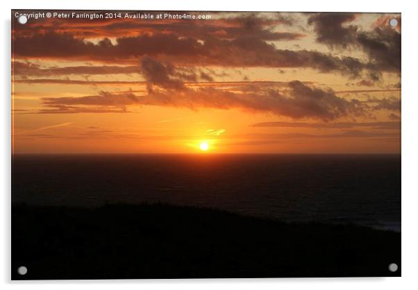 Cornish Sunset over the sea Acrylic by Peter Farrington