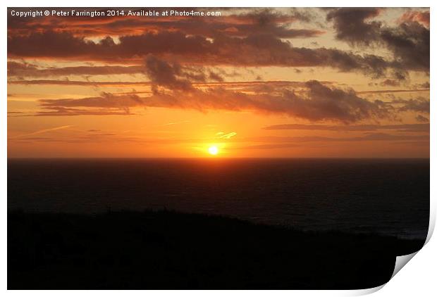Cornish Sunset over the sea Print by Peter Farrington
