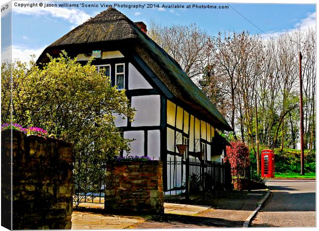 English Cottage & Red Telephone Box Canvas Print by Jason Williams