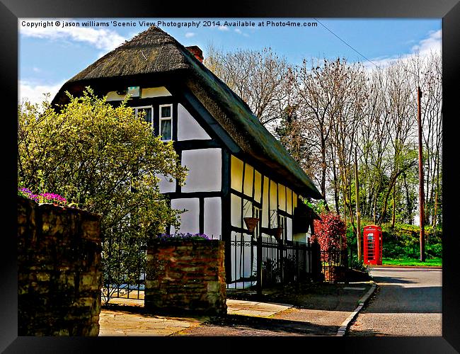 English Cottage & Red Telephone Box Framed Print by Jason Williams