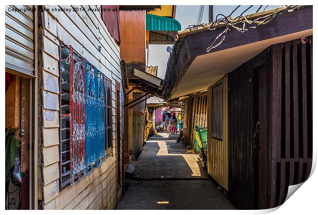 Side street of Koh Panyee, thailand Print by colin chalkley
