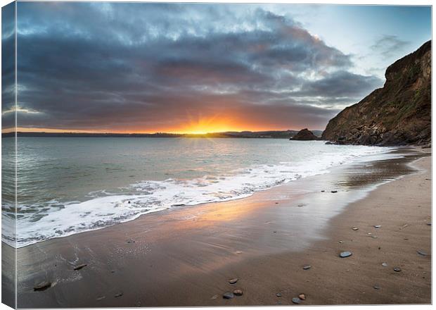 Polkerris Beach Canvas Print by Helen Hotson